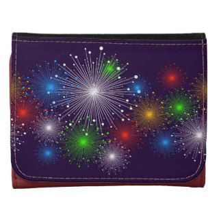 Cute Retro Fireworks, Colorful Abstract Vector Leather Wallets