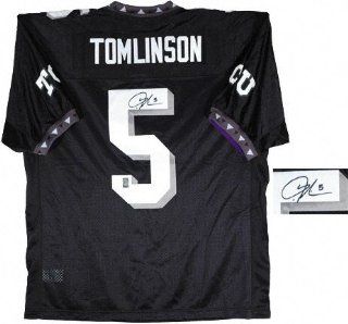 LaDainian Tomlinson TCU Horned Frogs Autographed Black Jersey  Sports Related Collectibles  Sports & Outdoors