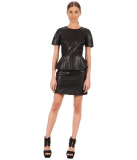 Mcq Leather Peplum Dress Black