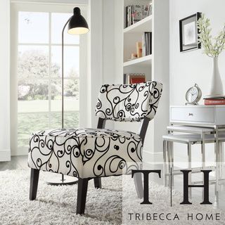 Tribecca Home Elko Swirl Print Armless Curved Back Accent Chair Tribecca Home Chairs