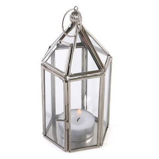 hexagonal glass tea light lantern by sleepyheads
