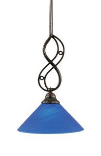Toltec Lighting 232 BC 435 Jazz Mini Pendant Black Copper Finish with Blue Italian Glass Shade, 10 Inch   Ceiling Pendant Fixtures  