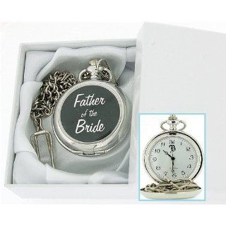 Boxx Silver Tone Father Of The Bride White Dial Pocket Watch & Chain BOXX231 Watches