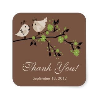 Modern Love Birds Thank You Bridal Shower Square Square Stickers