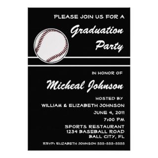 Baseball Ball Player Sport 2014 Graduation Party Custom Invite