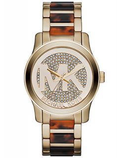 Michael Kors Womens Runway Tortoise Acetate and Gold Tone Stainless Steel Bracelet Watch 38mm MK5864   Watches   Jewelry & Watches