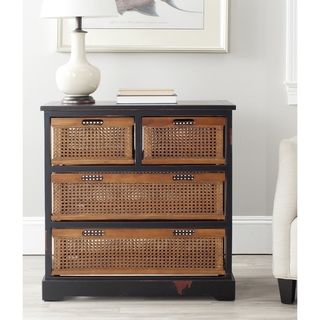 Jackson Black 4 drawer Wicker Basket Storage Unit Safavieh Coffee, Sofa & End Tables