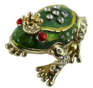 Bejeweled Metal Frog Prince Pill Box Pill Box Clothing