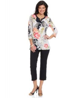 JM Collection Printed Tunic & Curvy Fit Bootcut Jeans   Women