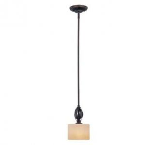 Savoy House 7 228 1 25 Carmel Collection 1 Light Mini Pendant, Slate Finish with Cream Ribbed Glass   Ceiling Pendant Fixtures  