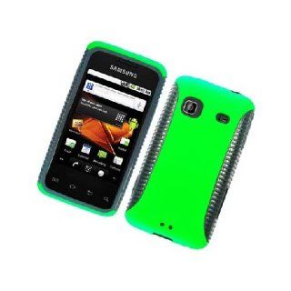 Samsung Galaxy Prevail M820 SPH M820 Black Green Hard Soft Gel Dual Layer Cover Case Cell Phones & Accessories