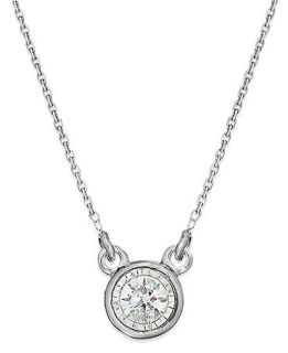 TruMiracle� Diamond Necklace, 10k White Gold Diamond Bezel Pendant (1/10 ct. t.w.)   Necklaces   Jewelry & Watches