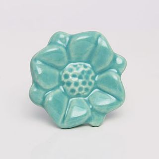 blue ceramic garden flower knob by trinca ferro