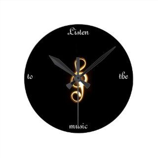 b & g Treble clef "listen to the music" clock