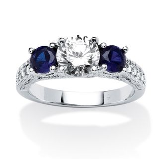 Palm Beach Jewelry Sterling Silver 1.82ct TCW Cubic Zirconia Simulated Sapphire Ring Palm Beach Jewelry Cubic Zirconia Rings