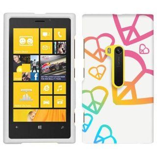 Nokia Lumia 920 Colorful Love Peace on White Cover Case Cell Phones & Accessories