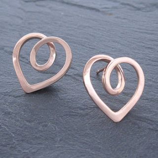 eternal heart rose gold studs by emma kate francis