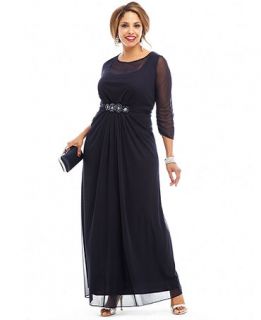 Holiday 2013 Plus Size Vintage Inspired Three Quarter Sleeve Navy Gown Look   Plus Sizes
