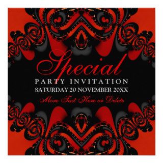Gothic Goddess Red+Black Party  Invitation
