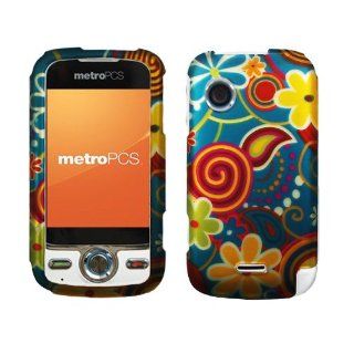 Blue Orange Yellow Green Flower Swirl Polka Rubberized Snap on Design Hard Case Faceplate for Huawei M735 Cell Phones & Accessories