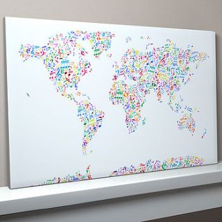 music notes map of the world by artpause