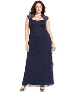 Xscape Plus Size Cap Sleeve Lace Gown   Dresses   Plus Sizes