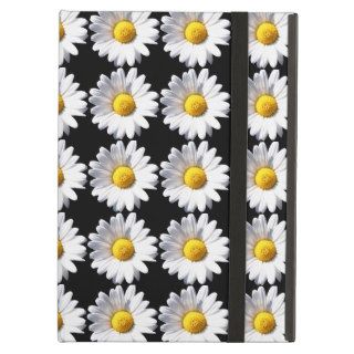 Daisy Flower Pattern On Black Background iPad Cases