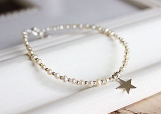 silver pearl star bracelet by lily & joan