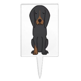 Black and Tan Coonhound Dog Cartoon Cake Topper
