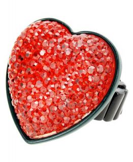 GUESS Ring, Red Pave Crystal Heart Ring   Fashion Jewelry   Jewelry & Watches