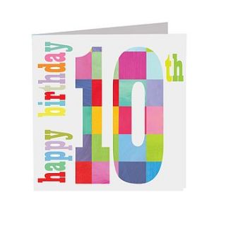 sparkly 10th birthday card by square card co