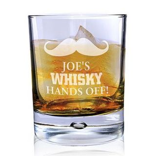 personalised moustache whisky glass by hope and willow