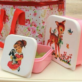 set of two pink bambi retro lunch boxes by little ella james