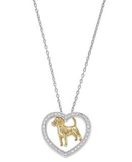 ASPCA Tender Voices Diamond Necklace, Sterling Silver and 10k Gold Plated Diamond Dog Heart Pendant (1/6 ct. t.w.)   Necklaces   Jewelry & Watches