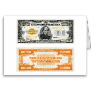 $10,000 Gold Certificate Bank Note 1934 Greeting Cards