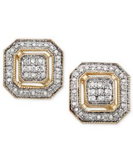 YellOra Diamond Earrings, YellOra Diamond Cluster Square Stud Earrings (1/6 ct. t.w.)   Earrings   Jewelry & Watches