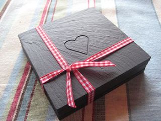 heart engraved slate coasters by grasi