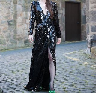 audrey sequin fishtail evening dress by lizzie o