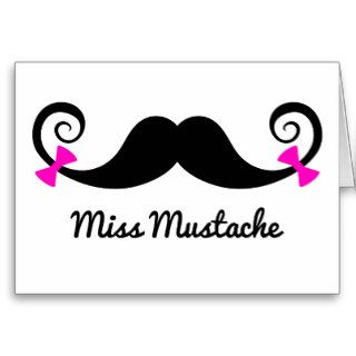 Miss Mustache design with pink bows Cards