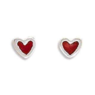 CleverSilvers Red Heart Stud Earrings CleverSilver Jewelry
