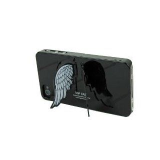 HJX Black Girls Favourite Cute Hard Case Cover Angel Wing Wings for iPhone 4 4S Phone With Viewing Stand Cell Phones & Accessories