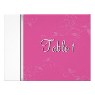 Table Number Wedding Card   Fuchsia Pink Floral Custom Invitation
