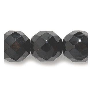 Preciosa Czech Fire 10mm Polished Glass Bead, Faceted Round, Black, 75 Pack