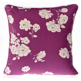 plum & white flower cushion by louise harris interiors