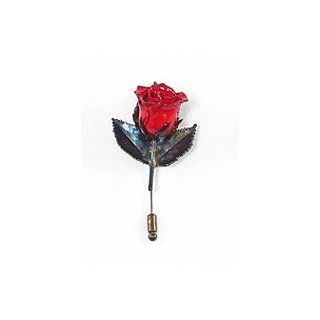 REAL FLOWER Copper Rose Stick Pin Brooch in Red Brooches And Pins Jewelry