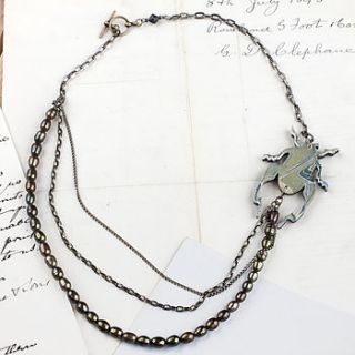 beetle necklace with freshwater pearls by helen ward studio