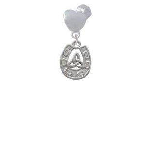 Silver Horseshoe with Trinity Knot Nurse Hat Heart Charm Bead Dangle Jewelry