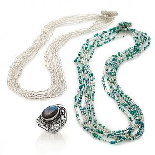 Himalayan Gems™ 3 piece Gemstone Ring and Beaded Necklace Set