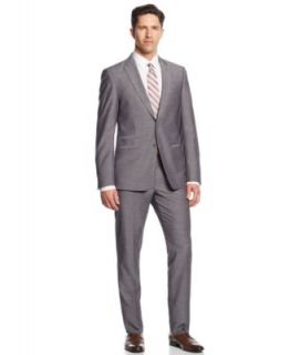 Andrew Fezza Suit Blue Sharkskin Slim Fit Big and Tall   Suits & Suit Separates   Men