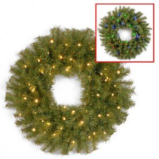 24" Norwood Fir Wreath with Battery Operated Dual Color LED Lights